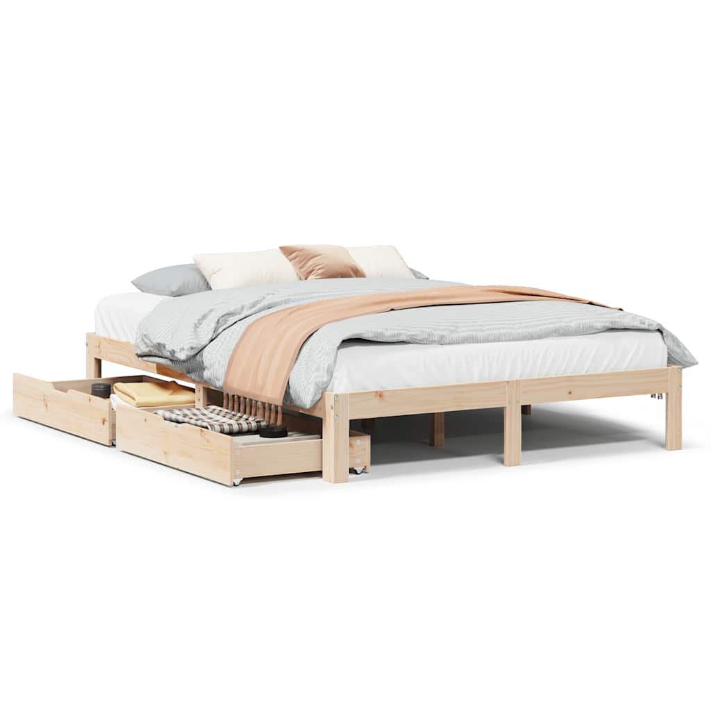 Cadre de lit avec tiroirs sans matelas 140x190 cm - XIOS