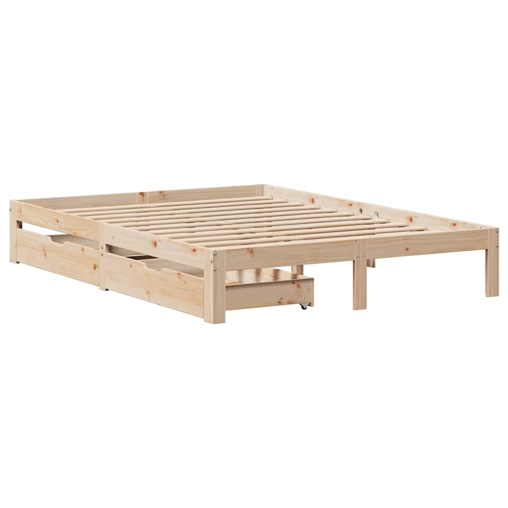 Cadre de lit avec tiroirs sans matelas 140x190 cm - XIOS