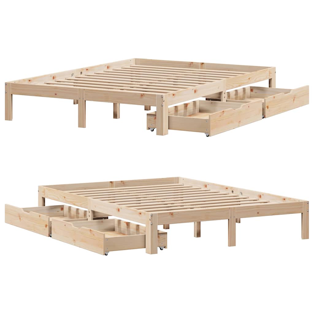 Cadre de lit avec tiroirs sans matelas 140x190 cm - XIOS