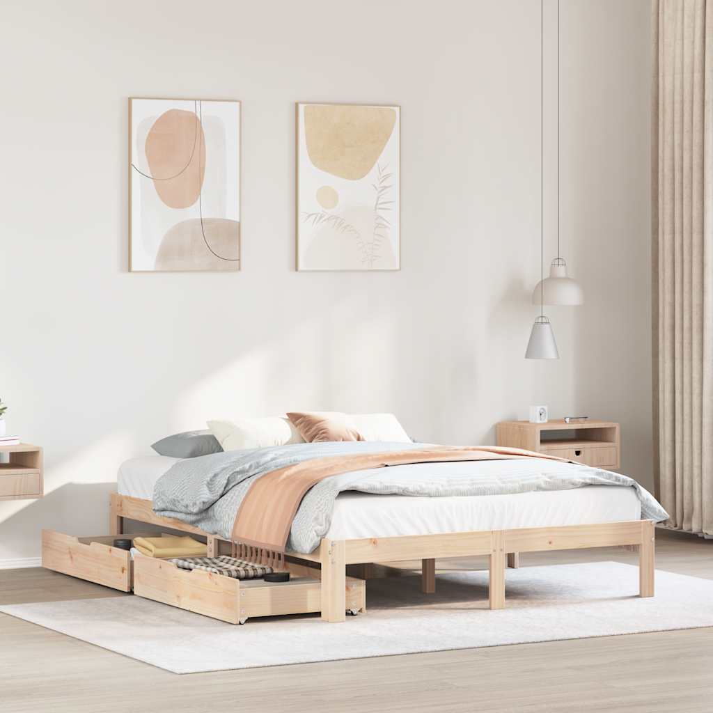 Cadre de lit avec tiroirs sans matelas 140x190 cm - XIOS