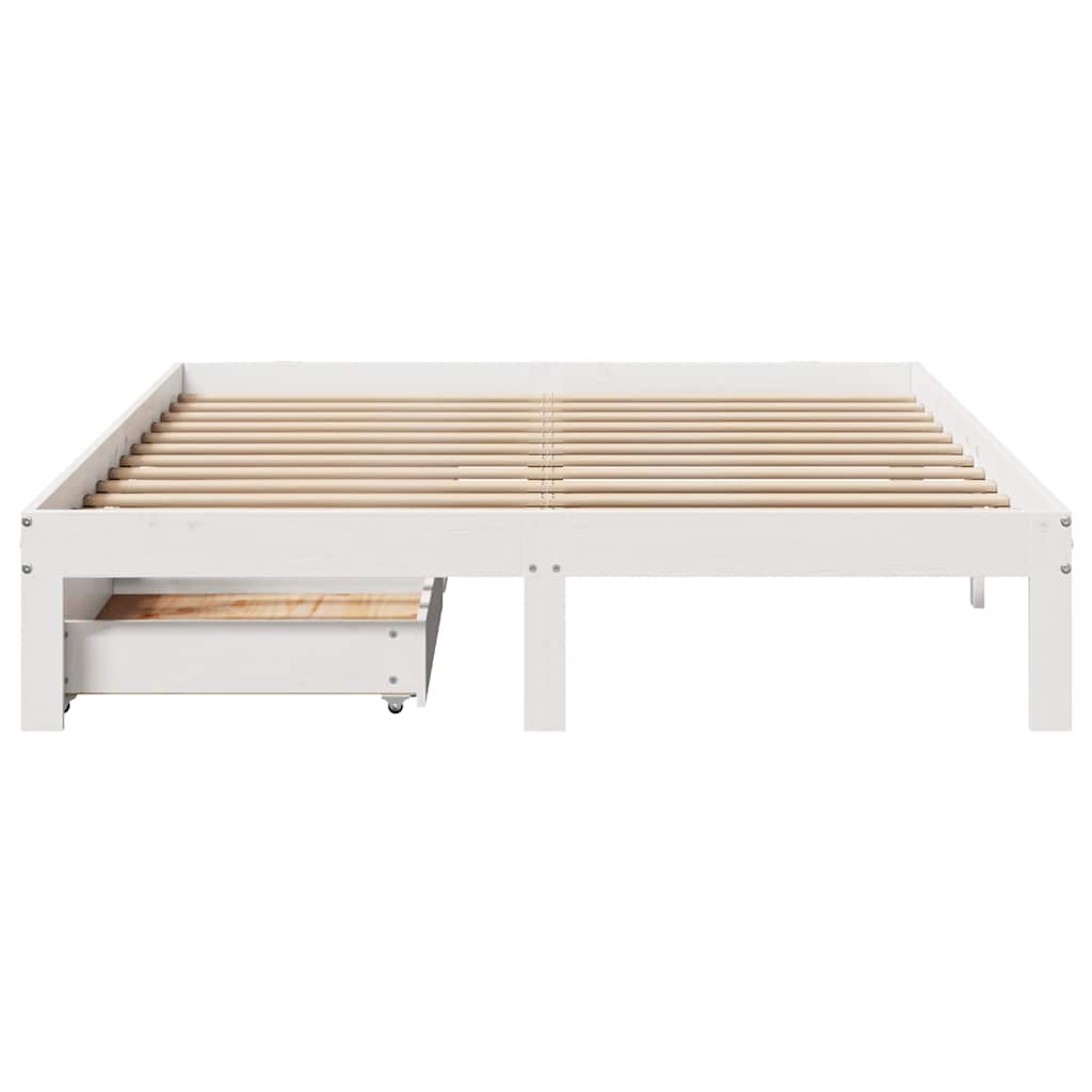 Cadre de lit avec tiroirs sans matelas blanc 140x190 cm - XIOS
