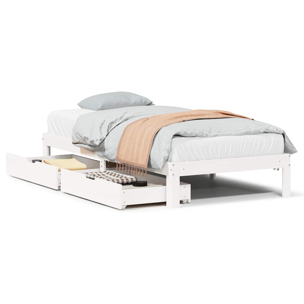 Cadre de lit avec tiroirs sans matelas blanc 90x200 cm - XIOS