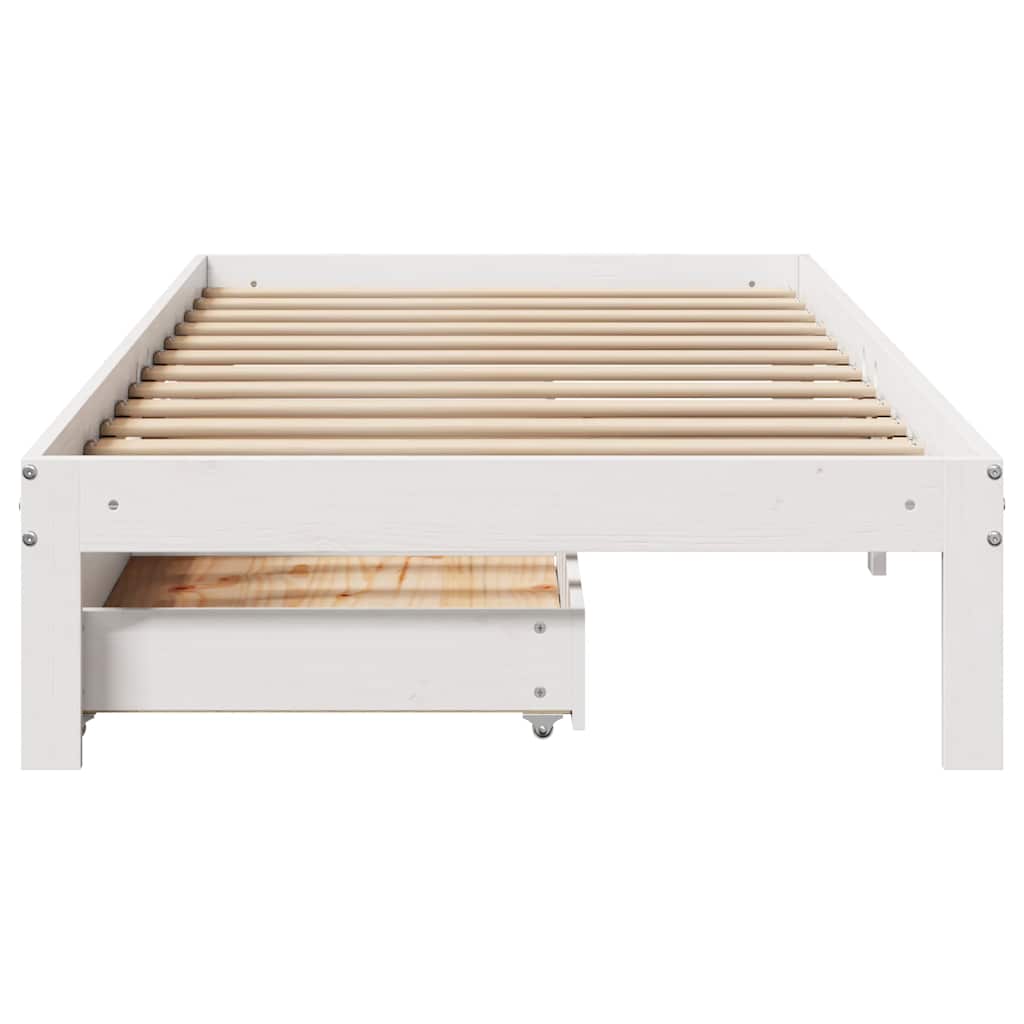 Cadre de lit avec tiroirs sans matelas blanc 90x200 cm - XIOS
