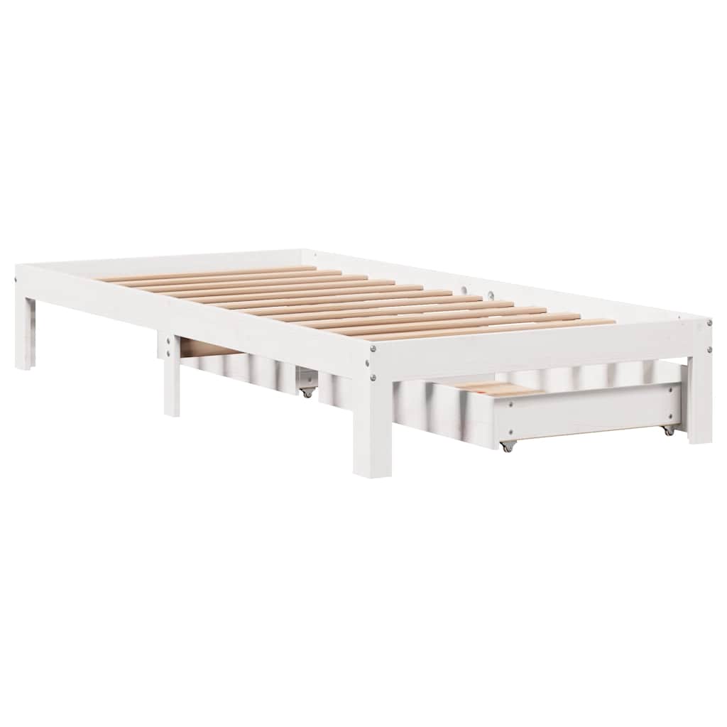 Cadre de lit avec tiroirs sans matelas blanc 90x200 cm - XIOS
