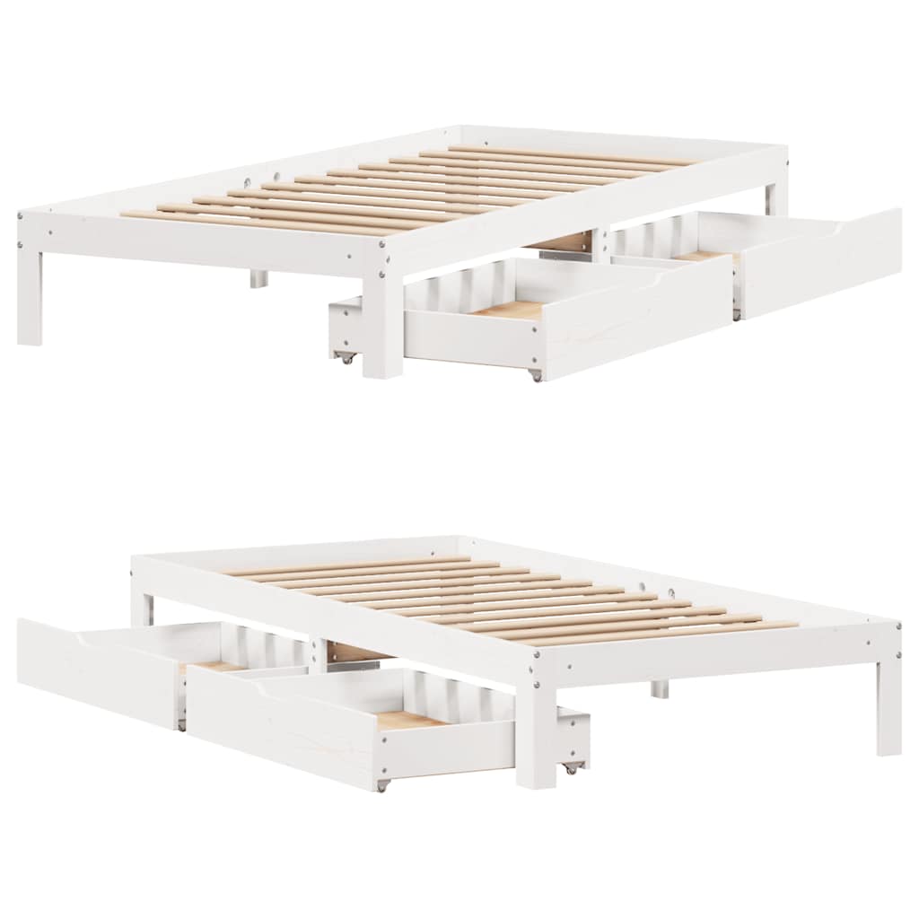 Cadre de lit avec tiroirs sans matelas blanc 90x200 cm - XIOS