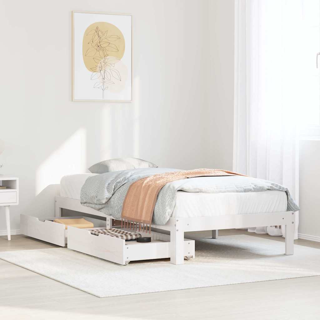 Cadre de lit avec tiroirs sans matelas blanc 90x200 cm - XIOS