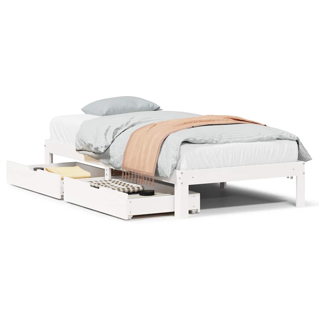 Cadre de lit avec tiroirs sans matelas blanc 100x200 cm - XIOS