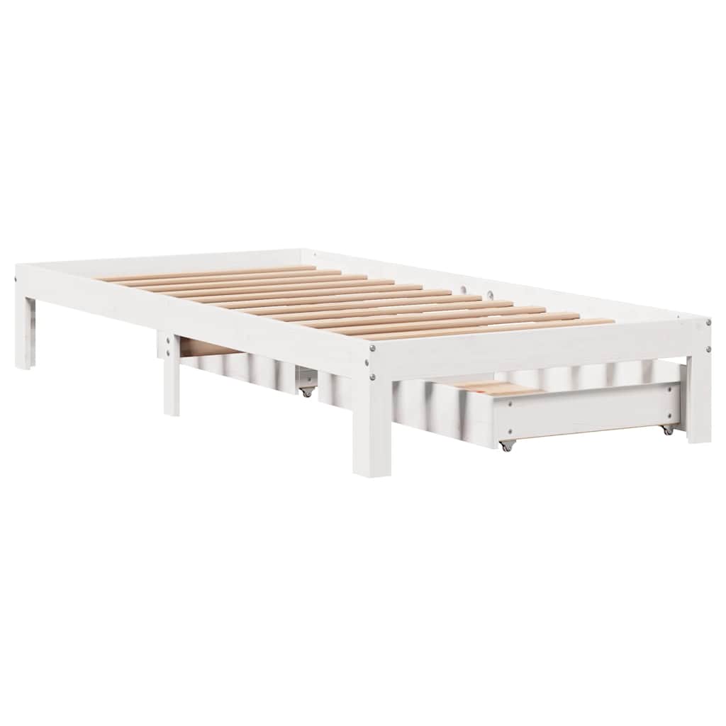 Cadre de lit avec tiroirs sans matelas blanc 100x200 cm - XIOS