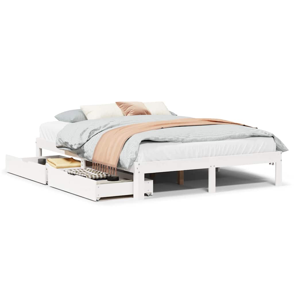 Cadre de lit avec tiroirs sans matelas blanc 120x200 cm - XIOS