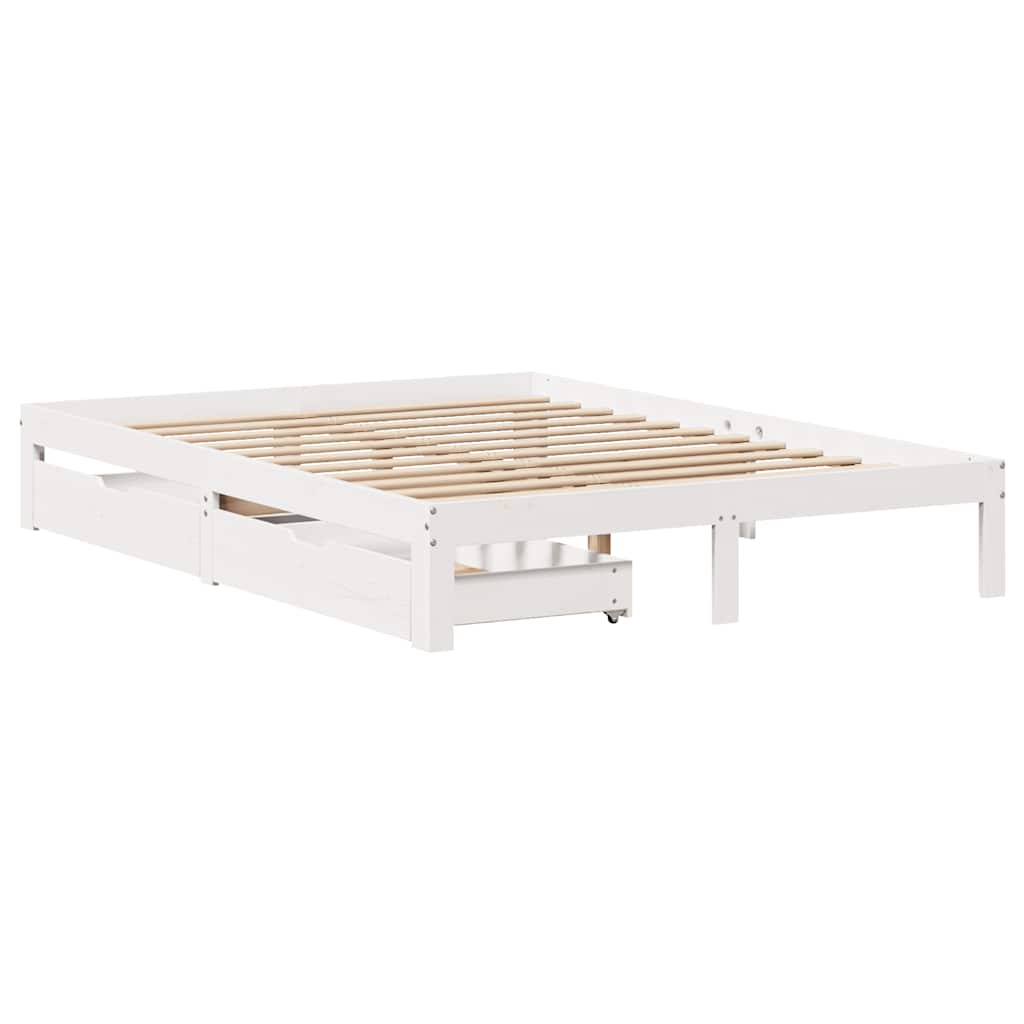 Cadre de lit avec tiroirs sans matelas blanc 140x200 cm - XIOS