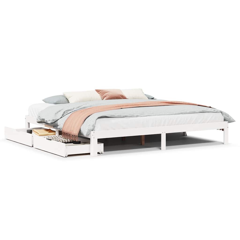 Cadre de lit avec tiroirs sans matelas blanc 180x200 cm - XIOS