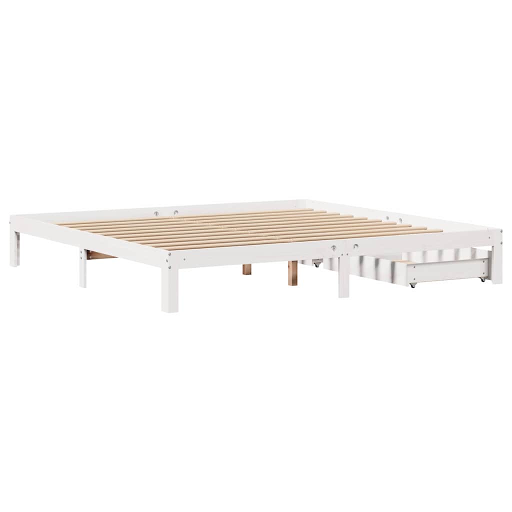 Cadre de lit avec tiroirs sans matelas blanc 180x200 cm - XIOS