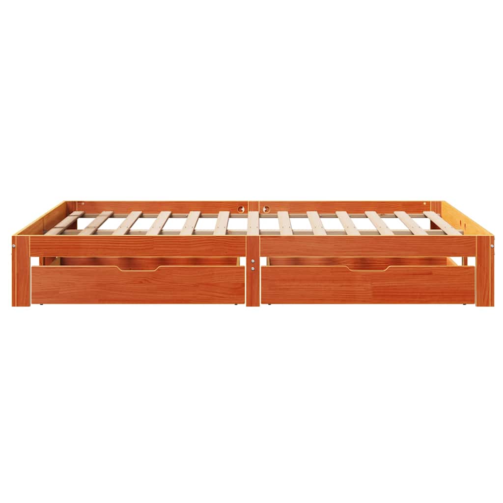Cadre de lit avec tiroirs sans matelas cire marron 140x200 cm - XIOS