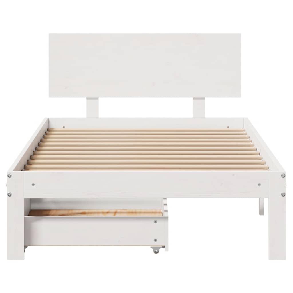 Cadre de lit avec tiroirs sans matelas blanc 75x190 cm - XIOS
