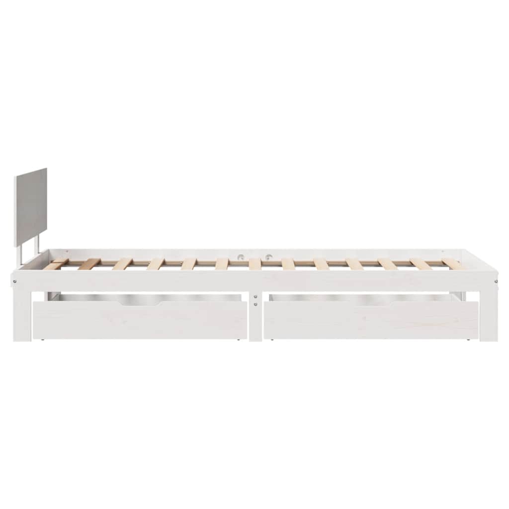 Cadre de lit avec tiroirs sans matelas blanc 75x190 cm - XIOS