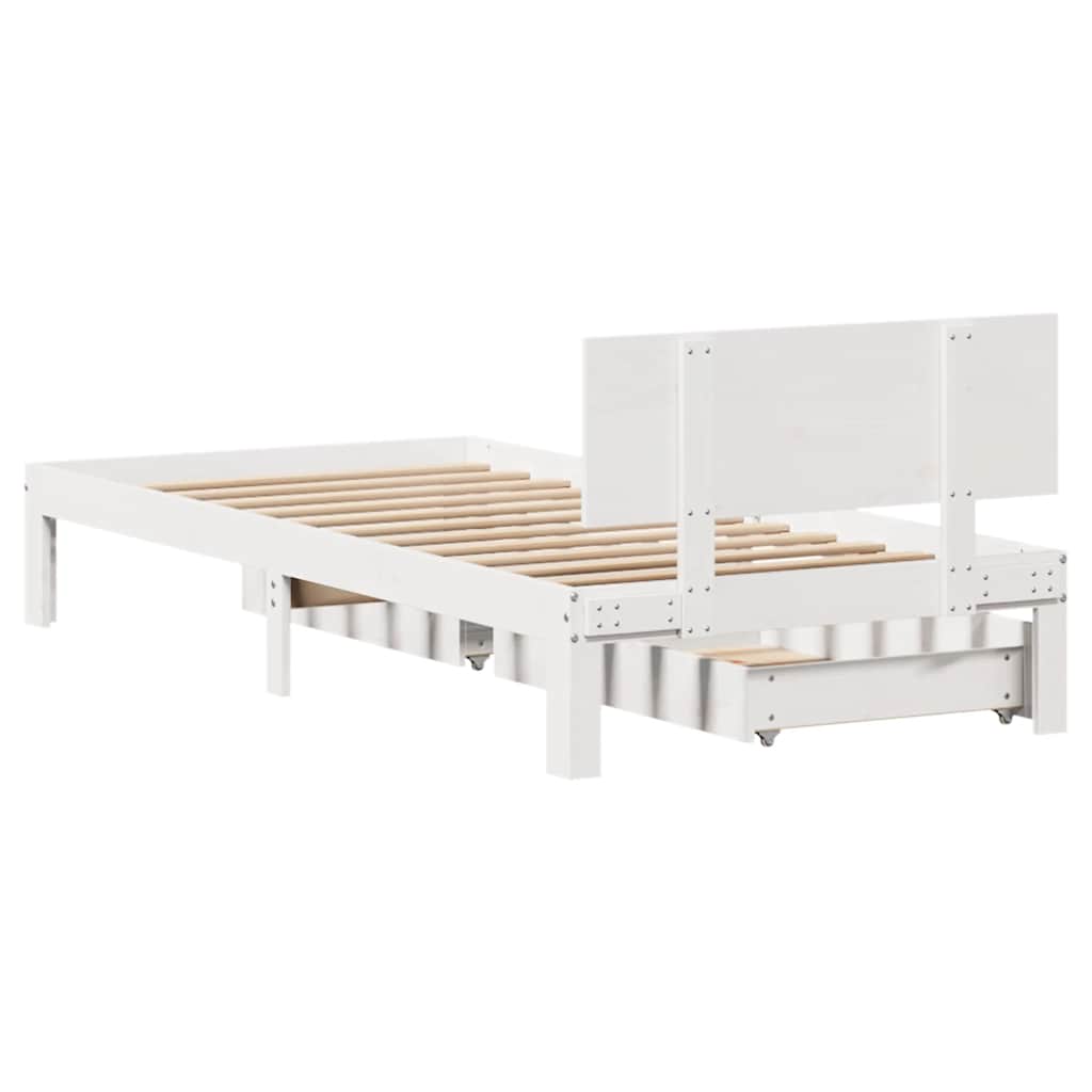 Cadre de lit avec tiroirs sans matelas blanc 75x190 cm - XIOS