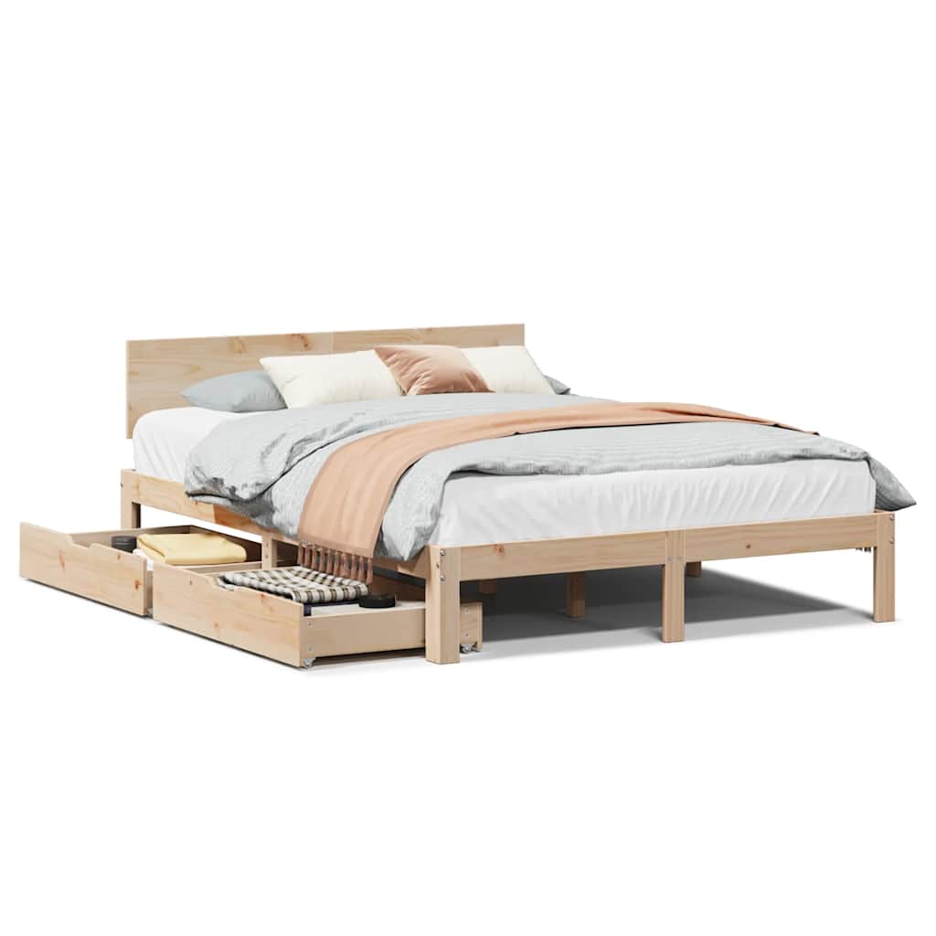 Cadre de lit avec tiroirs sans matelas 120x190 cm - XIOS