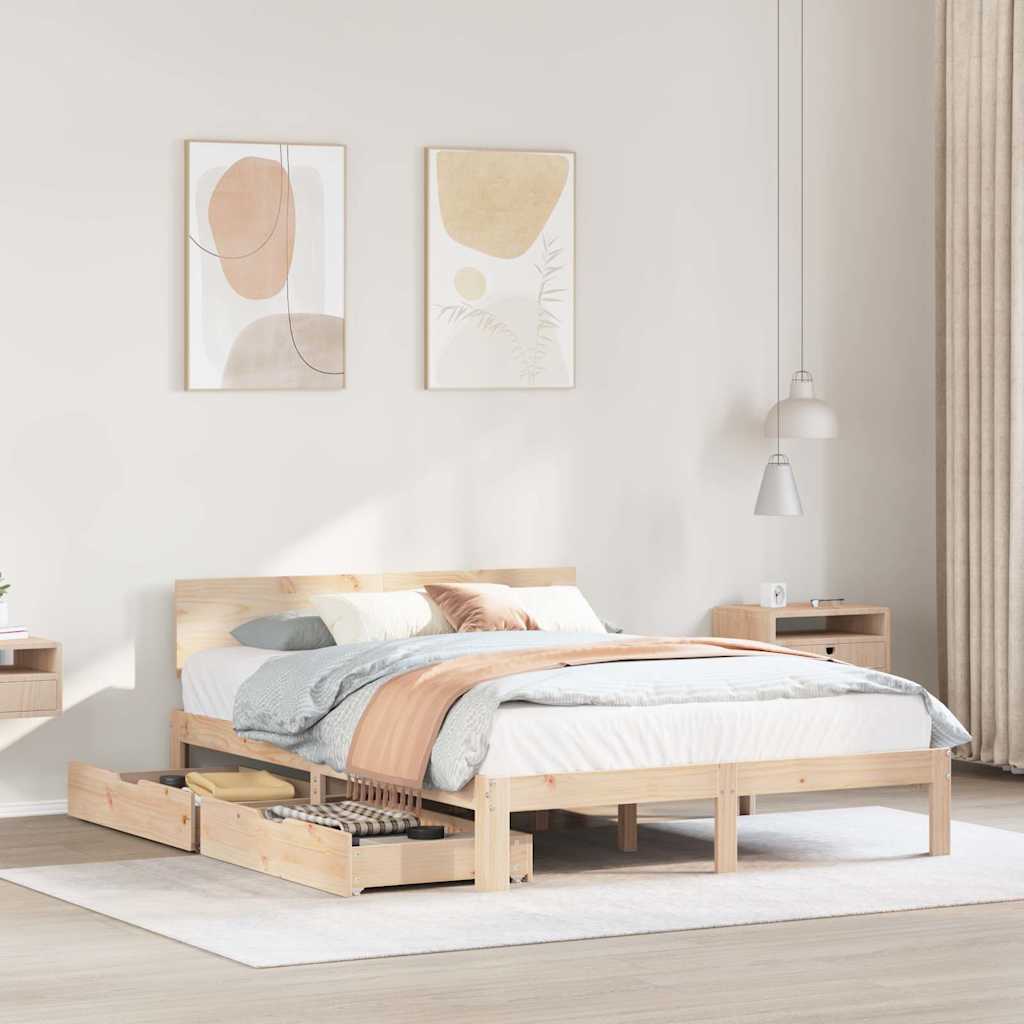 Cadre de lit avec tiroirs sans matelas 120x190 cm - XIOS