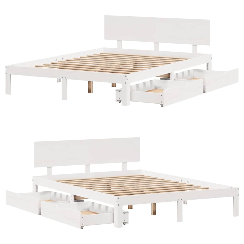 Cadre de lit avec tiroirs sans matelas blanc 120x190 cm - XIOS
