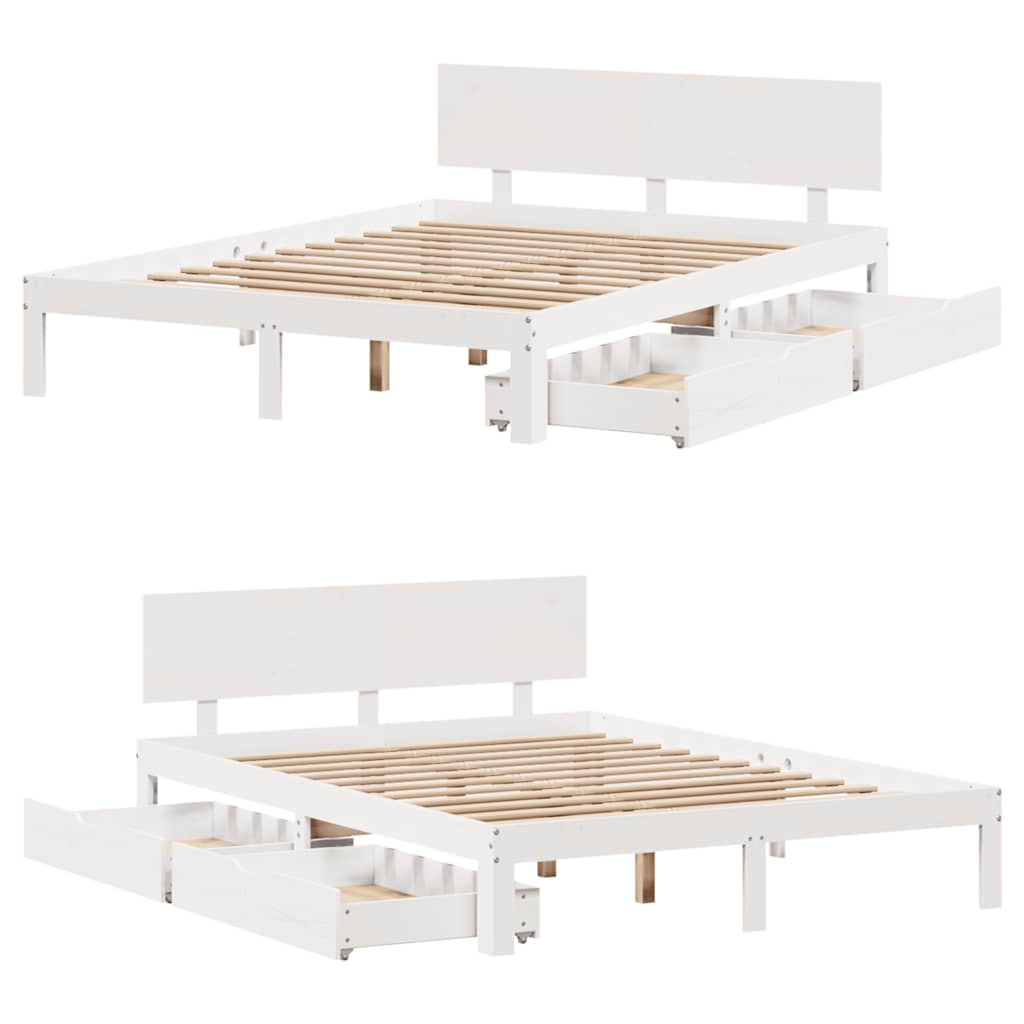 Cadre de lit avec tiroirs sans matelas blanc 135x190 cm - XIOS