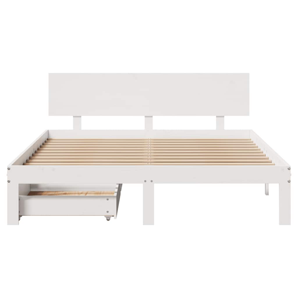 Cadre de lit avec tiroirs sans matelas blanc 140x190 cm - XIOS