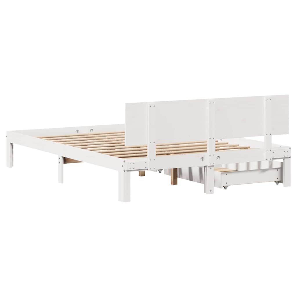Cadre de lit avec tiroirs sans matelas blanc 140x190 cm - XIOS