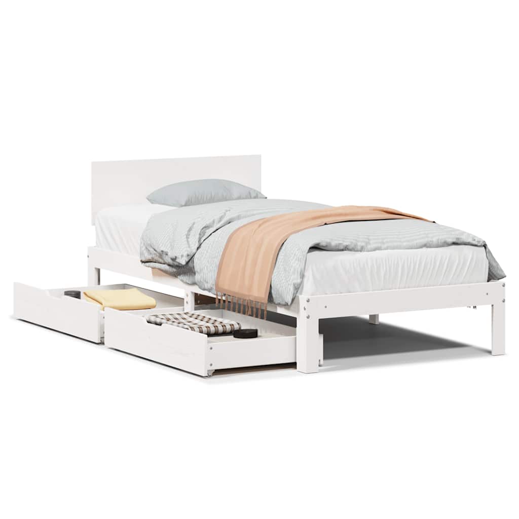 Cadre de lit avec tiroirs sans matelas blanc 90x200 cm - XIOS