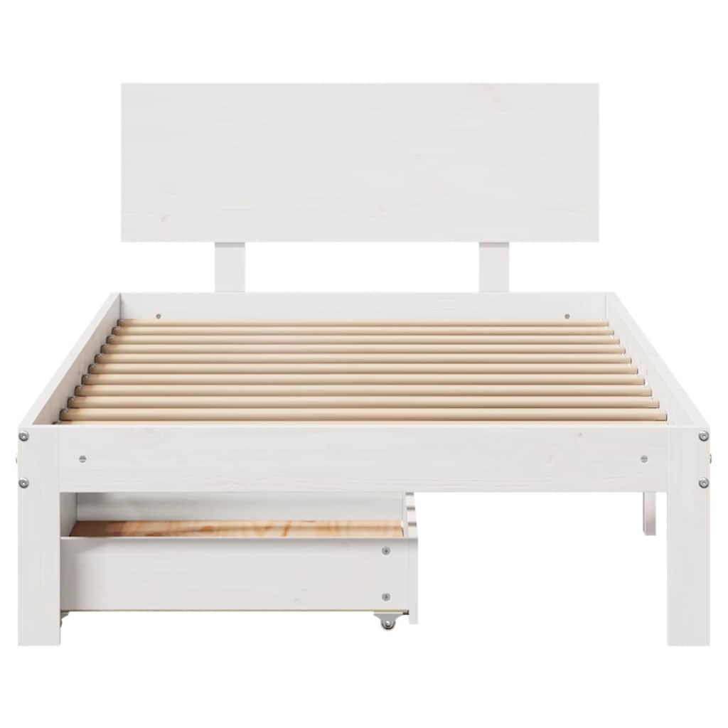 Cadre de lit avec tiroirs sans matelas blanc 90x200 cm - XIOS