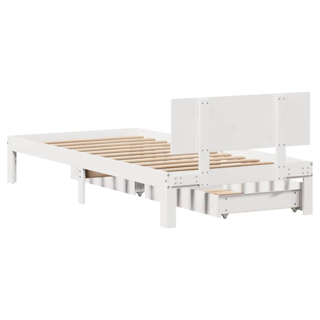 Cadre de lit avec tiroirs sans matelas blanc 90x200 cm - XIOS
