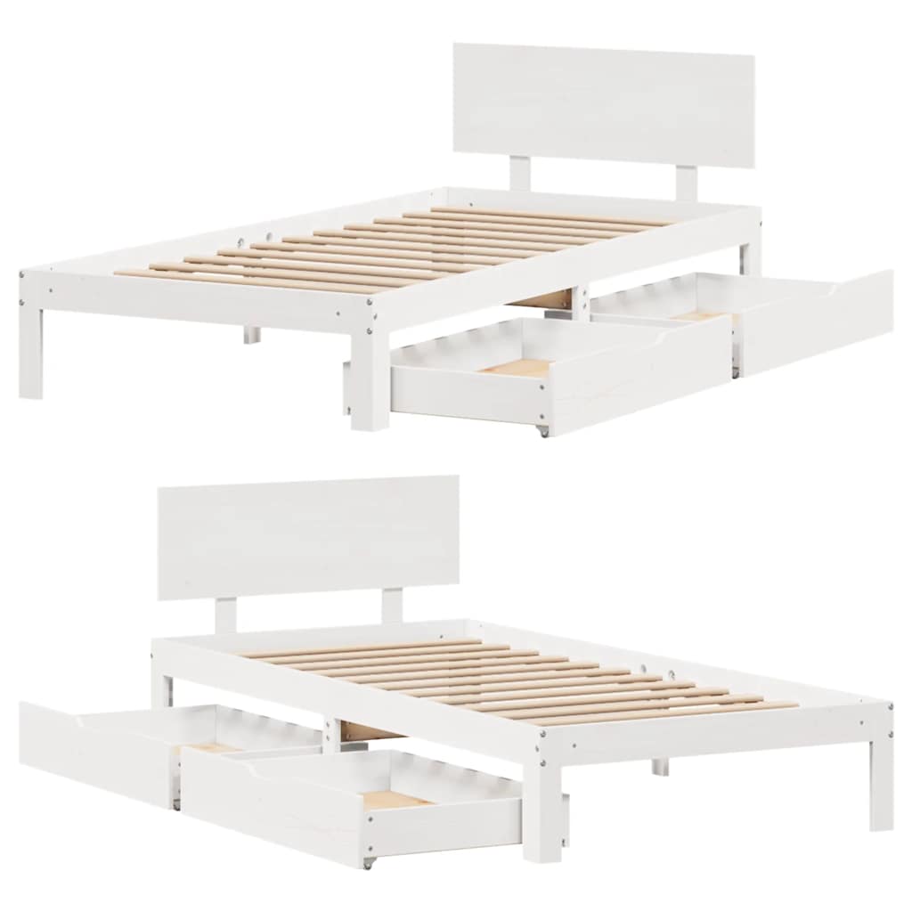 Cadre de lit avec tiroirs sans matelas blanc 90x200 cm - XIOS