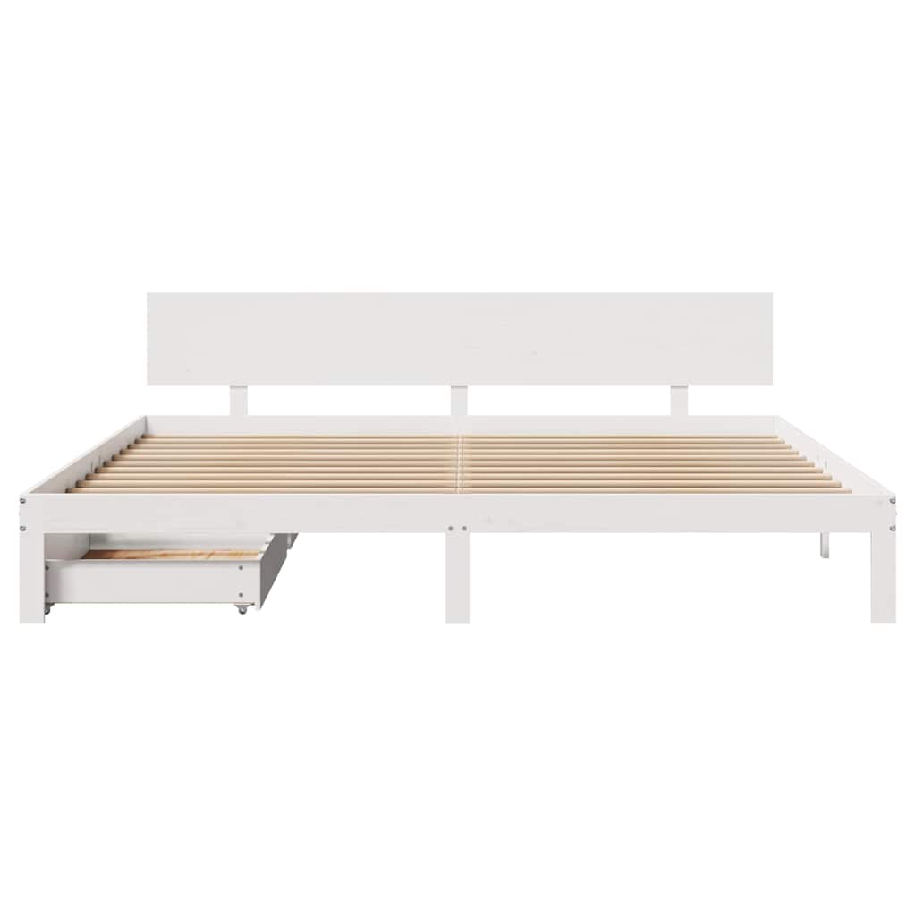 Cadre de lit avec tiroirs sans matelas blanc 200x200 cm - XIOS