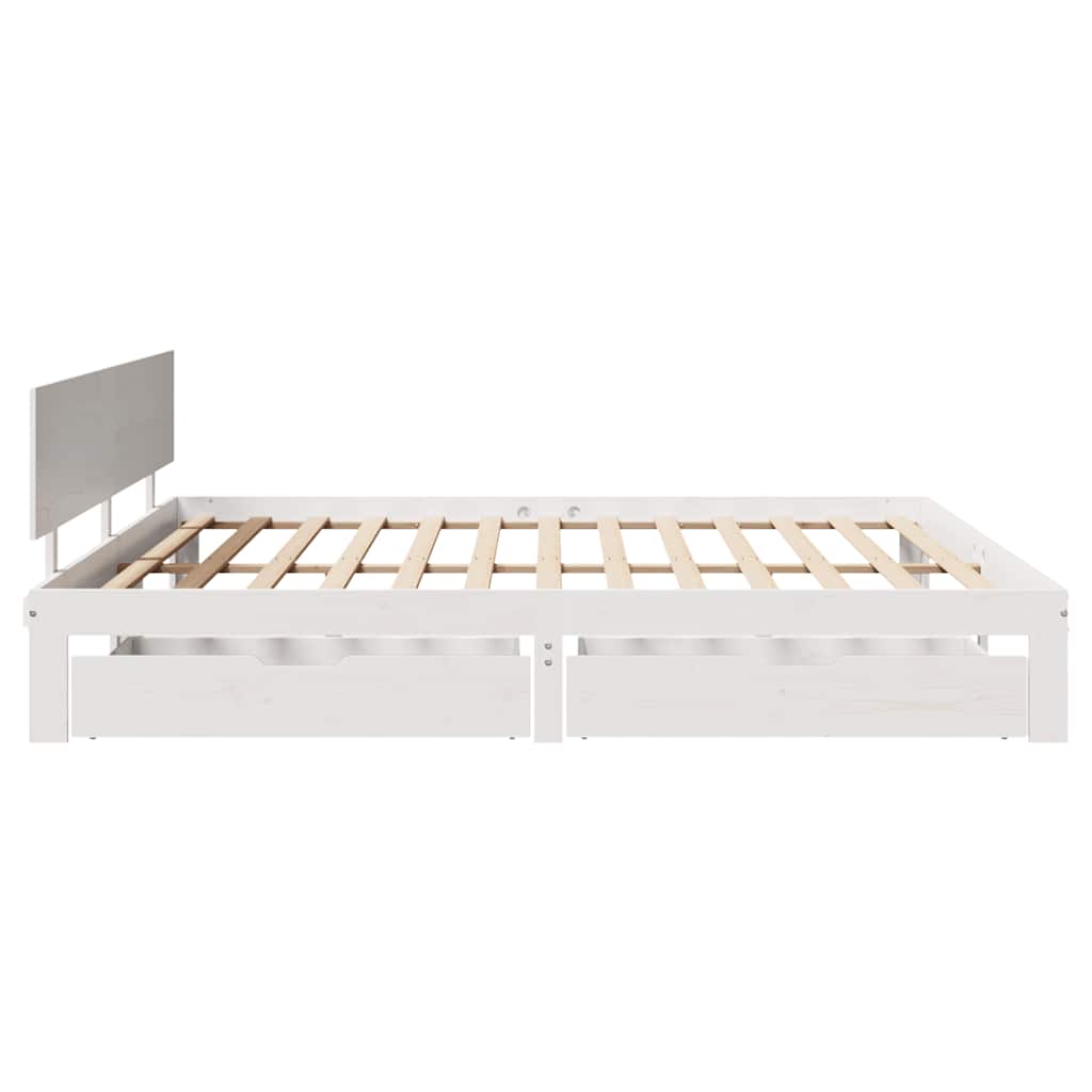 Cadre de lit avec tiroirs sans matelas blanc 200x200 cm - XIOS