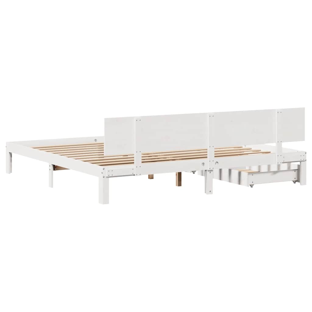 Cadre de lit avec tiroirs sans matelas blanc 200x200 cm - XIOS