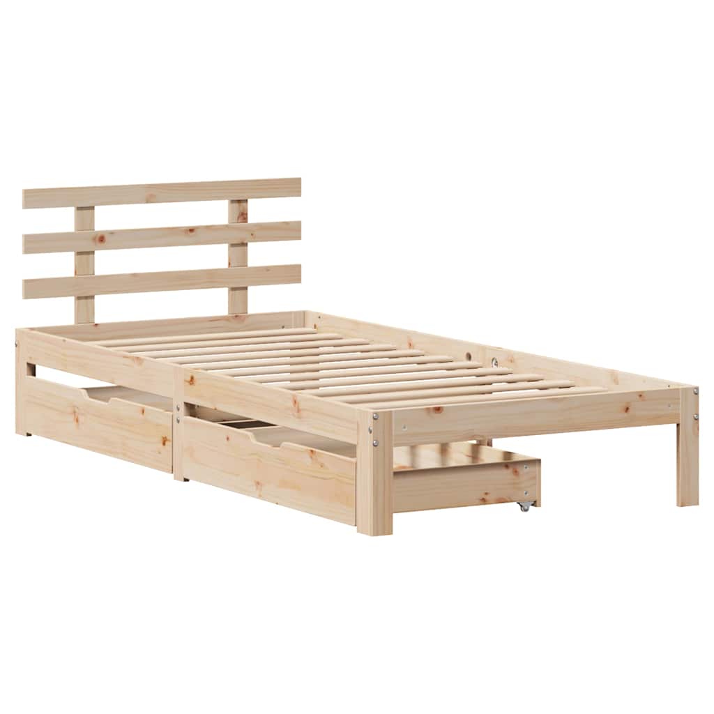 Cadre de lit avec tiroirs sans matelas 75x190 cm - XIOS