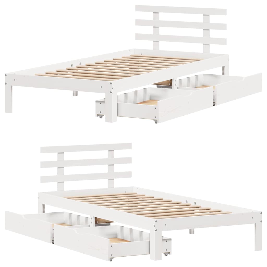Cadre de lit avec tiroirs sans matelas blanc 75x190 cm - XIOS