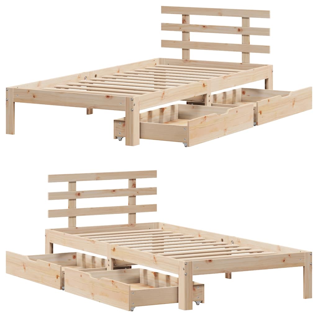 Cadre de lit avec tiroirs sans matelas 90x190 cm - XIOS