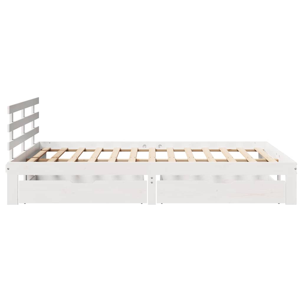 Cadre de lit avec tiroirs sans matelas blanc 135x190 cm - XIOS
