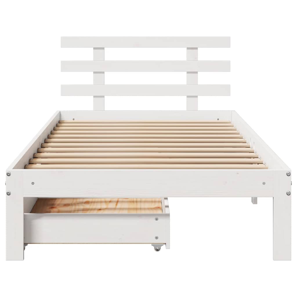Cadre de lit avec tiroirs sans matelas blanc 90x200 cm - XIOS