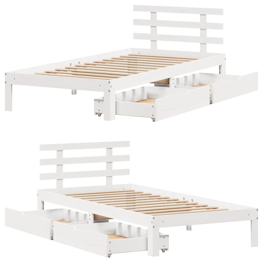 Cadre de lit avec tiroirs sans matelas blanc 90x200 cm - XIOS