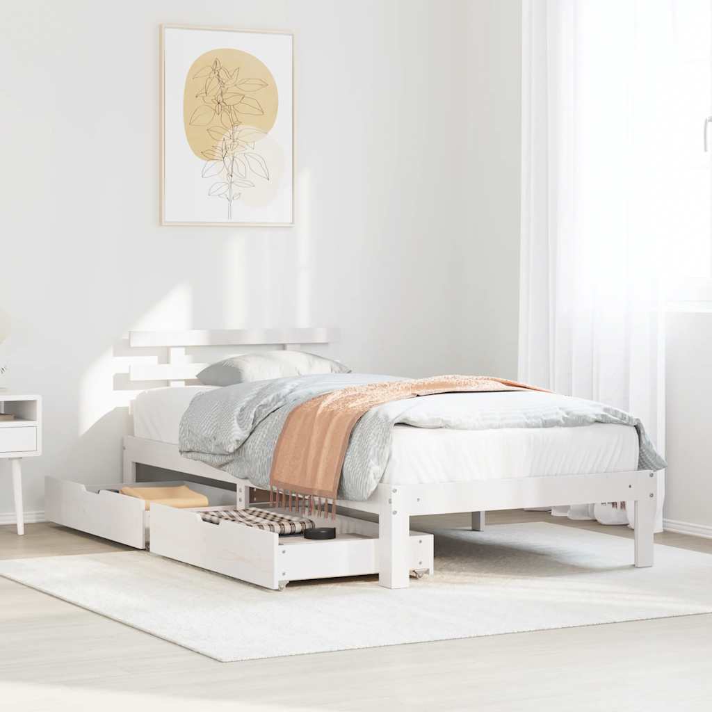 Cadre de lit avec tiroirs sans matelas blanc 90x200 cm - XIOS