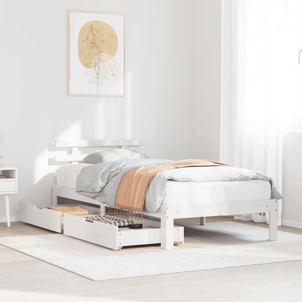 Cadre de lit avec tiroirs sans matelas blanc 100x200 cm - XIOS