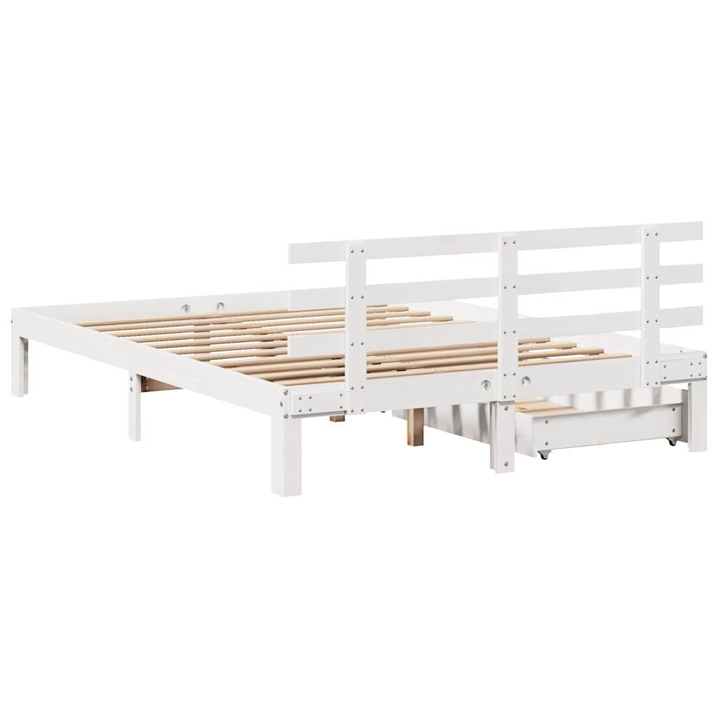 Cadre de lit avec tiroirs sans matelas blanc 140x200 cm - XIOS
