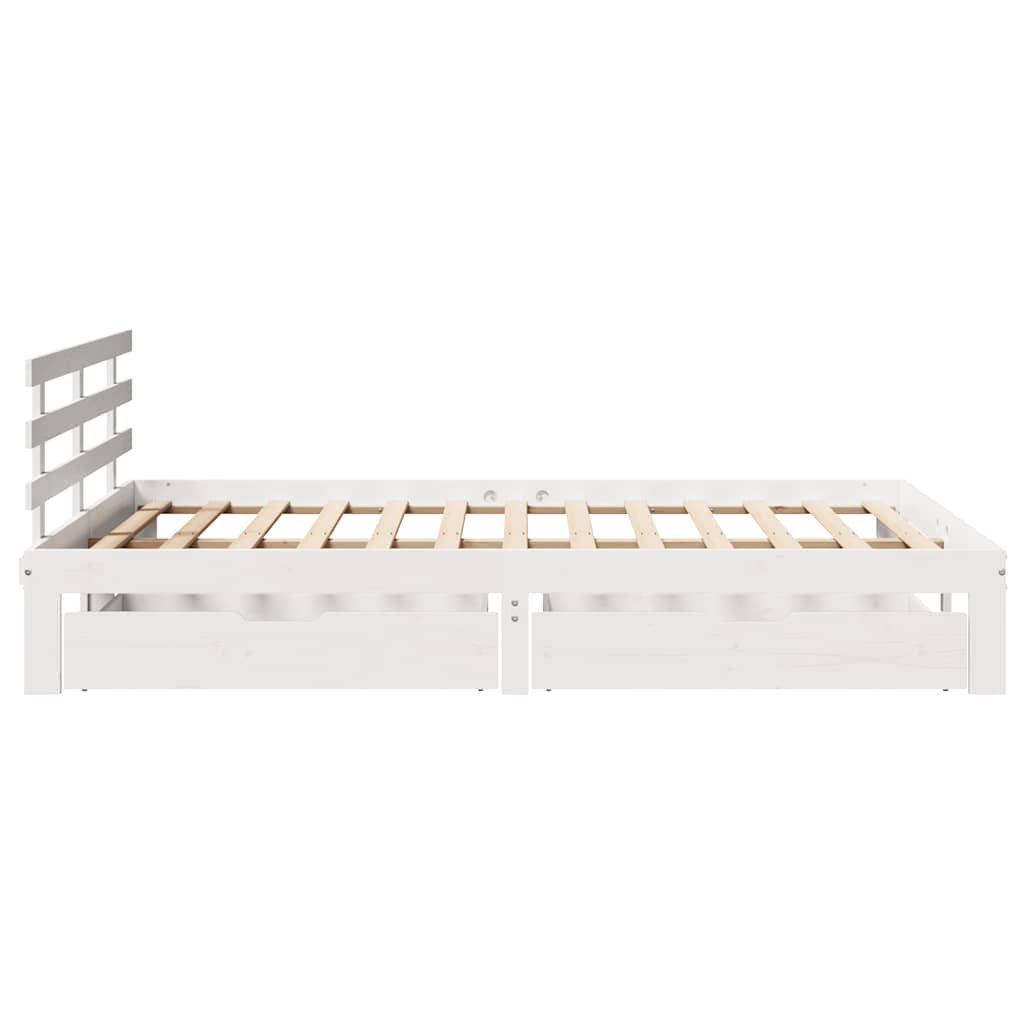 Cadre de lit avec tiroirs sans matelas blanc 150x200 cm - XIOS