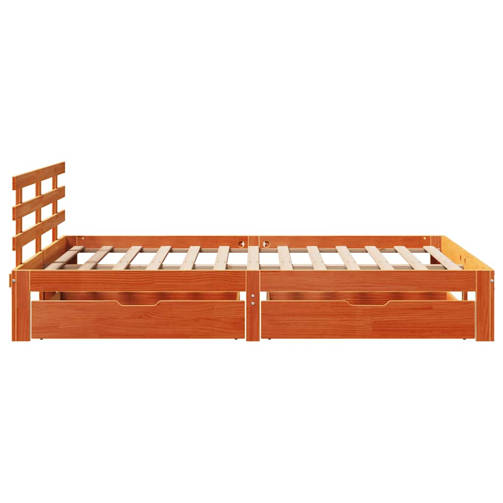 Cadre de lit avec tiroirs sans matelas cire marron 120x190 cm - XIOS