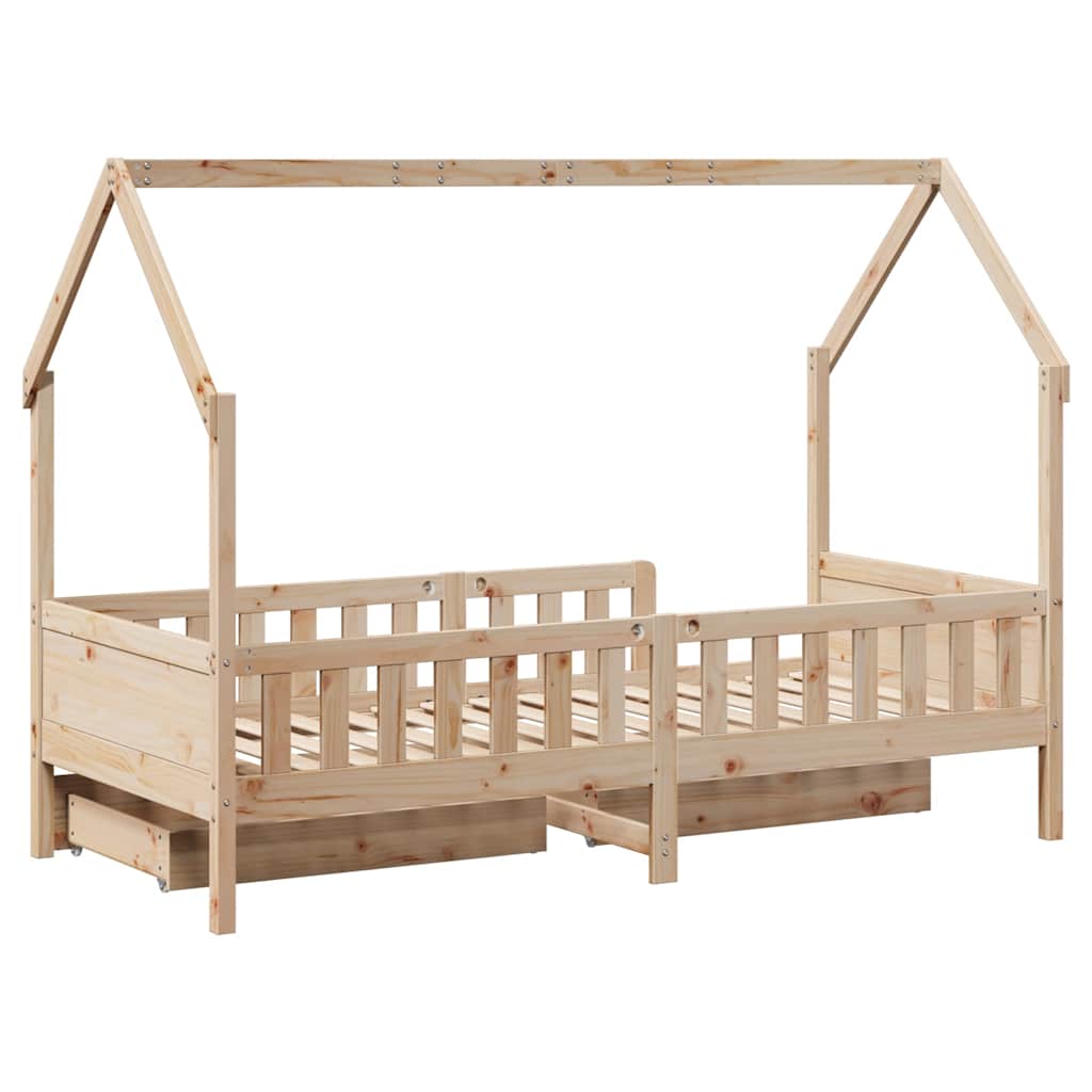 Cadre de lit enfants avec tiroirs sans matelas 90x190 cm bois - XIOS