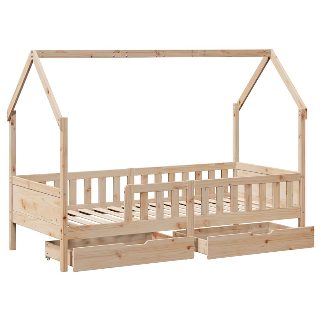 Cadre de lit enfants avec tiroirs sans matelas 90x190 cm bois - XIOS