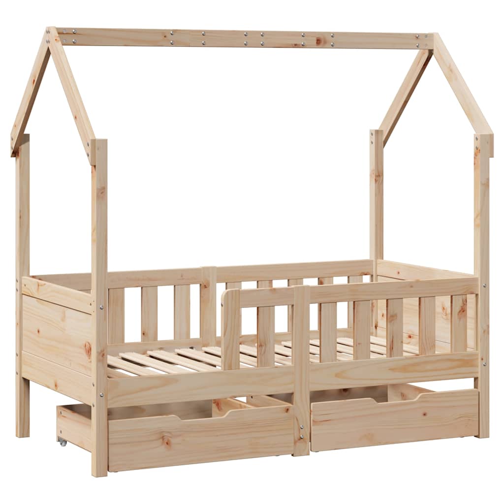 Cadre de lit enfant avec tiroirs sans matelas 80x170 cm bois - XIOS