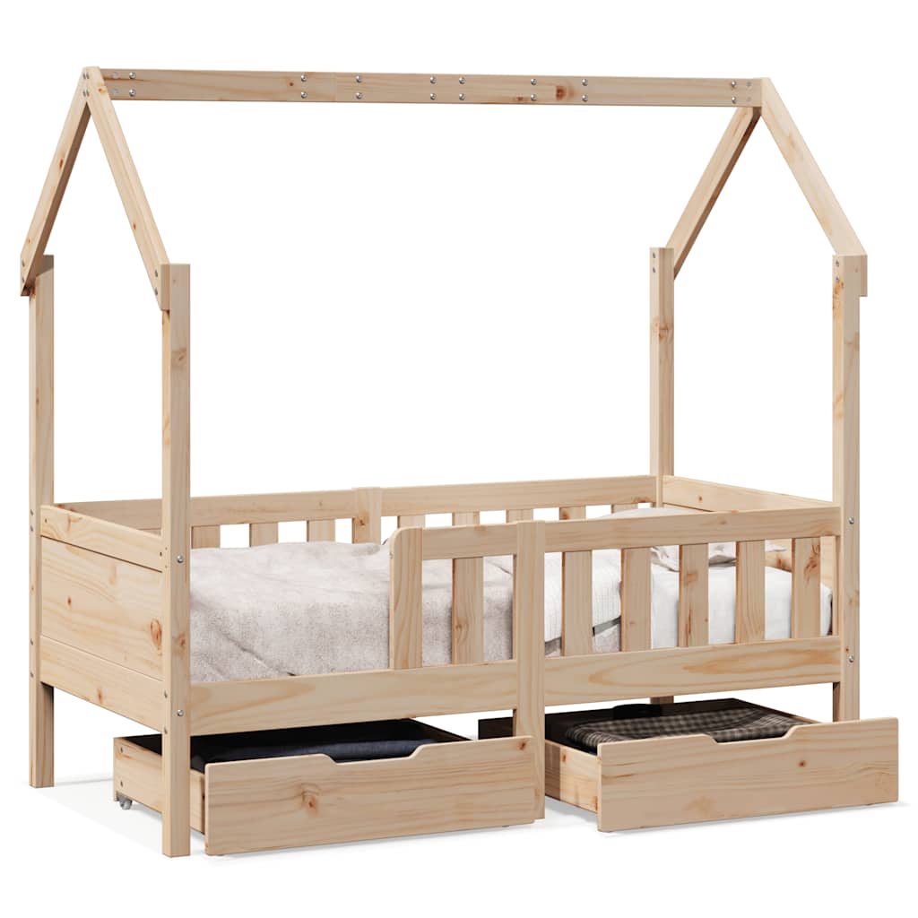Cadre de lit enfant avec tiroirs sans matelas 70x140 cm bois - XIOS