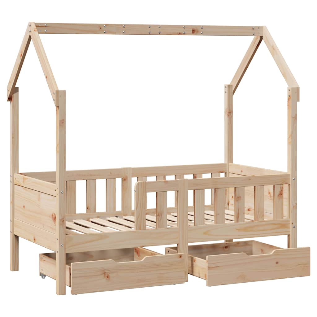 Cadre de lit enfant avec tiroirs sans matelas 70x140 cm bois - XIOS