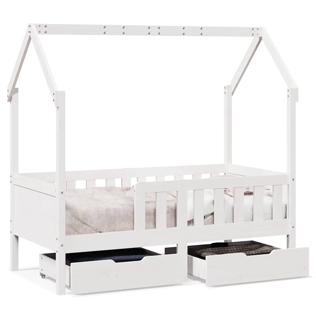 Cadre de lit enfant avec tiroirs sans matelas 70x140 cm bois - XIOS